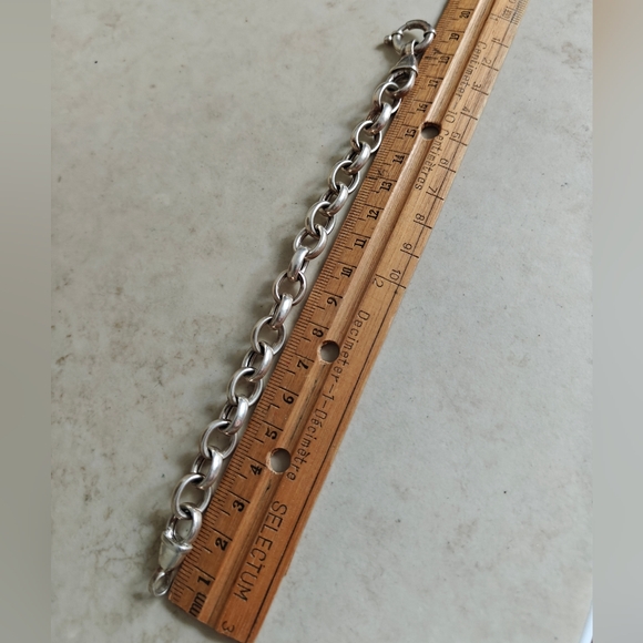 Chunky Solid Silver 925 Ovan Link Chain Bracelet - Picture 6 of 10